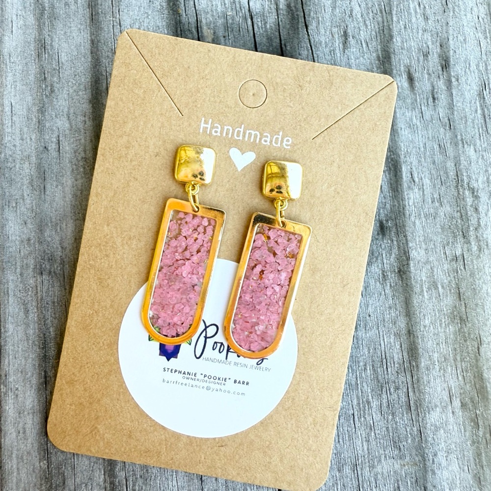 Handmade Pink and Gold Earrings